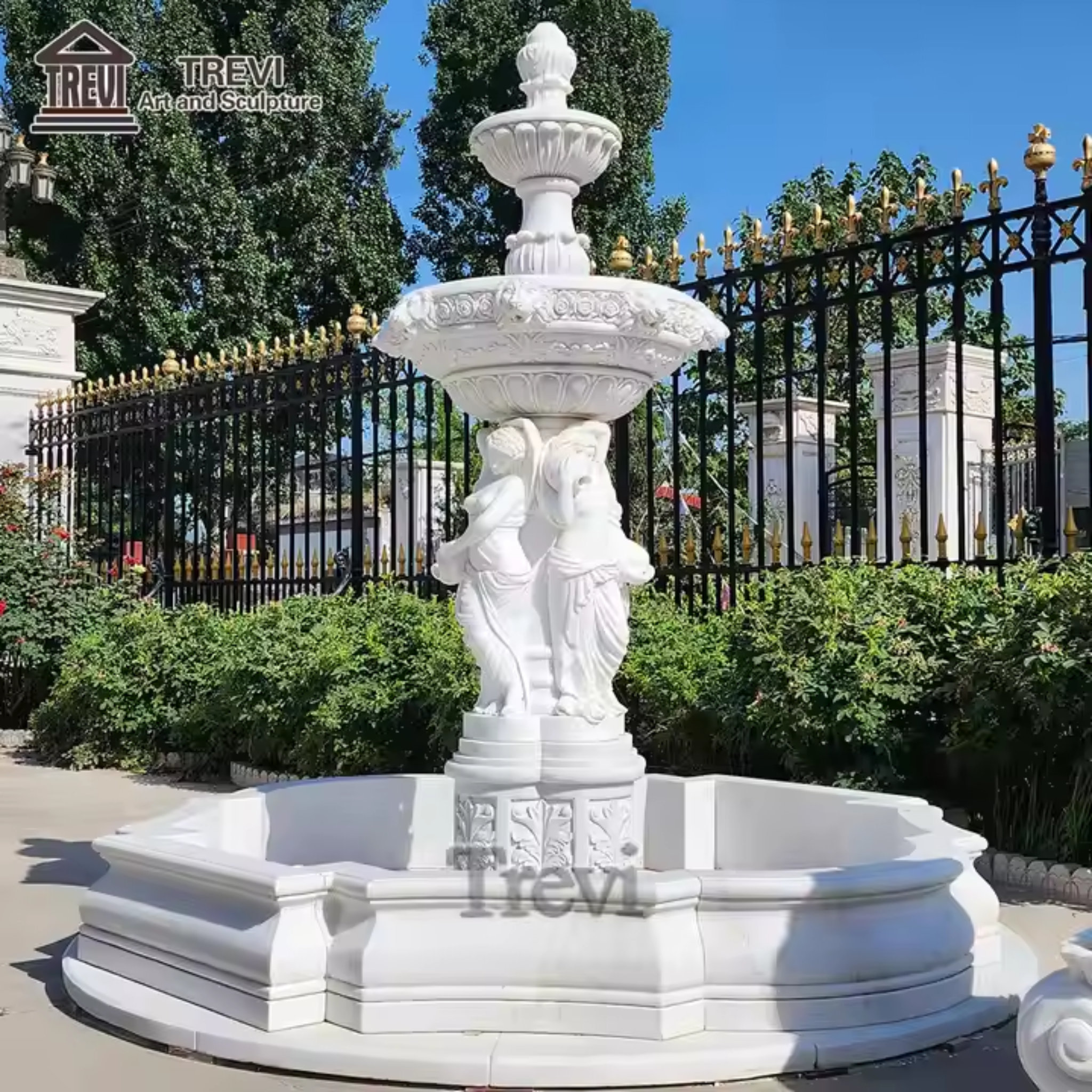 Regalia Lion Court Figurine Marble Fountain