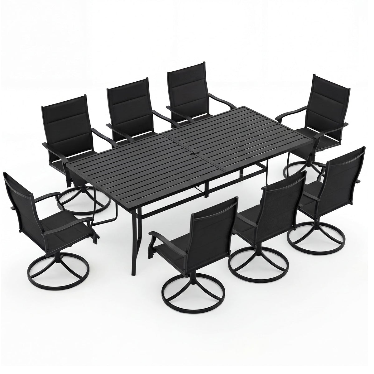 9-Piece Outdoor Dining Set for 8 with Umbrella Hole and 8 Chairs