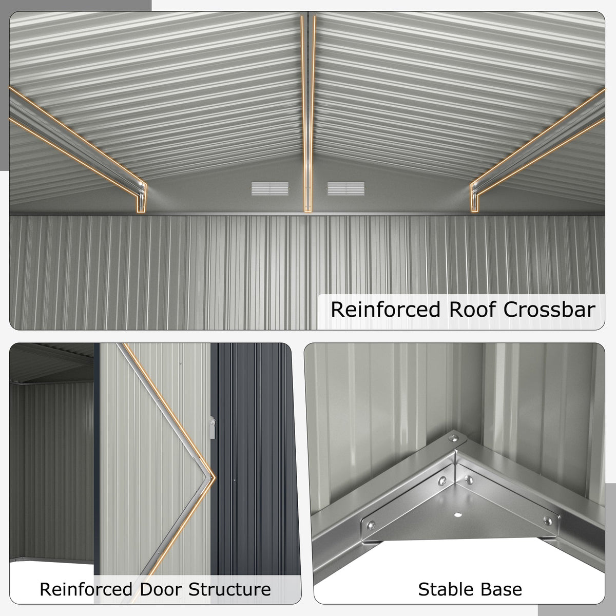 12 x 9.8 Feet Outdoor Storage Shed with Lockable Door and Pitched Roof-Gray