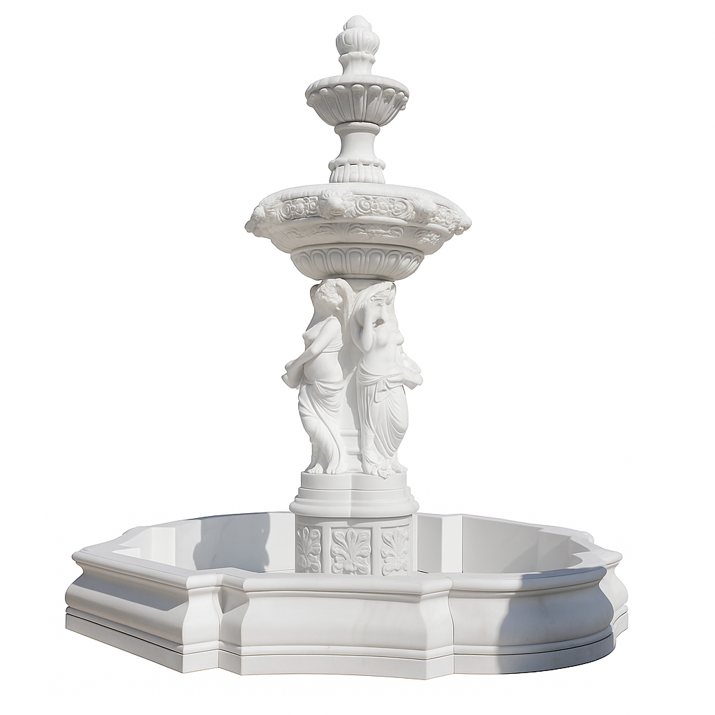 Regalia Lion Court Figurine Marble Fountain