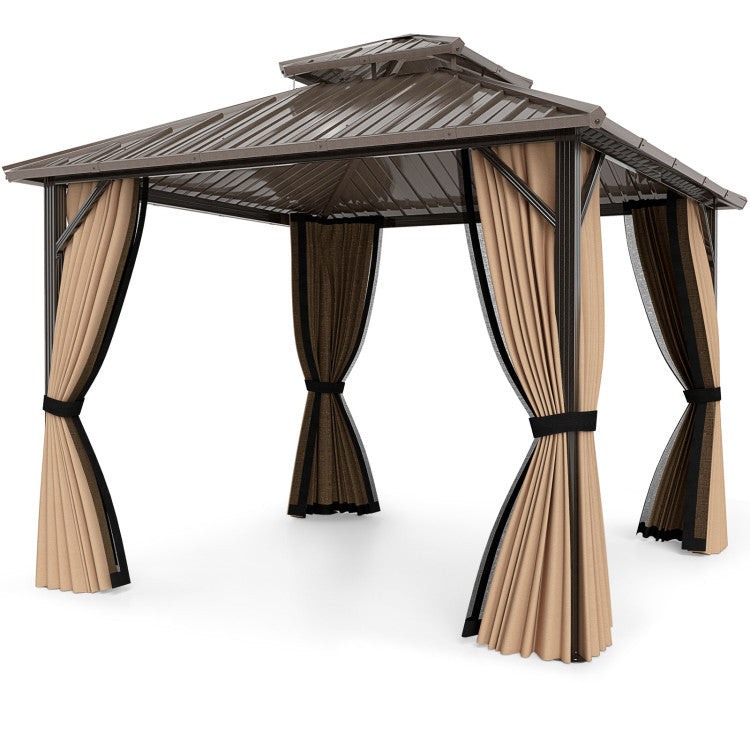 Complete Outdoor Lounge Ensemble: All-Weather 10' x 10' Hardtop Gazebo and 4