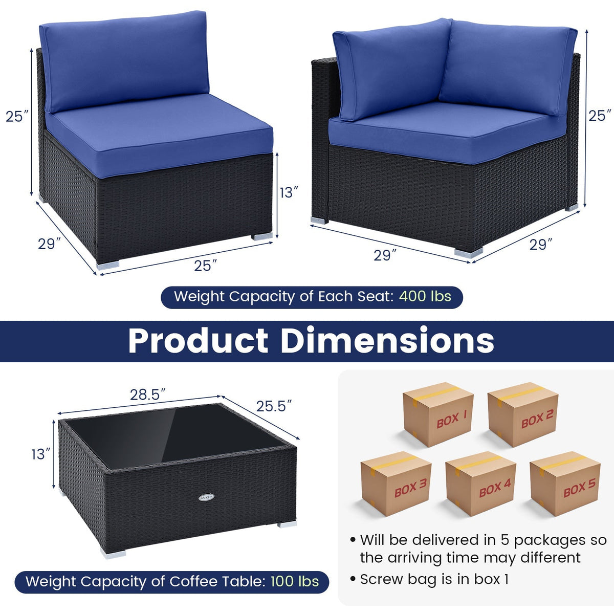 10 Piece Outdoor Wicker Conversation Set with Seat and Back Cushions